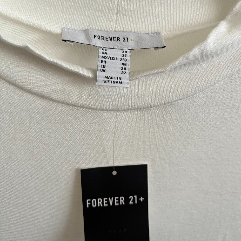 Forever 21 Plus Mock Neck Knit Crop Top — Ivory 2XL - Picture 4 of 7